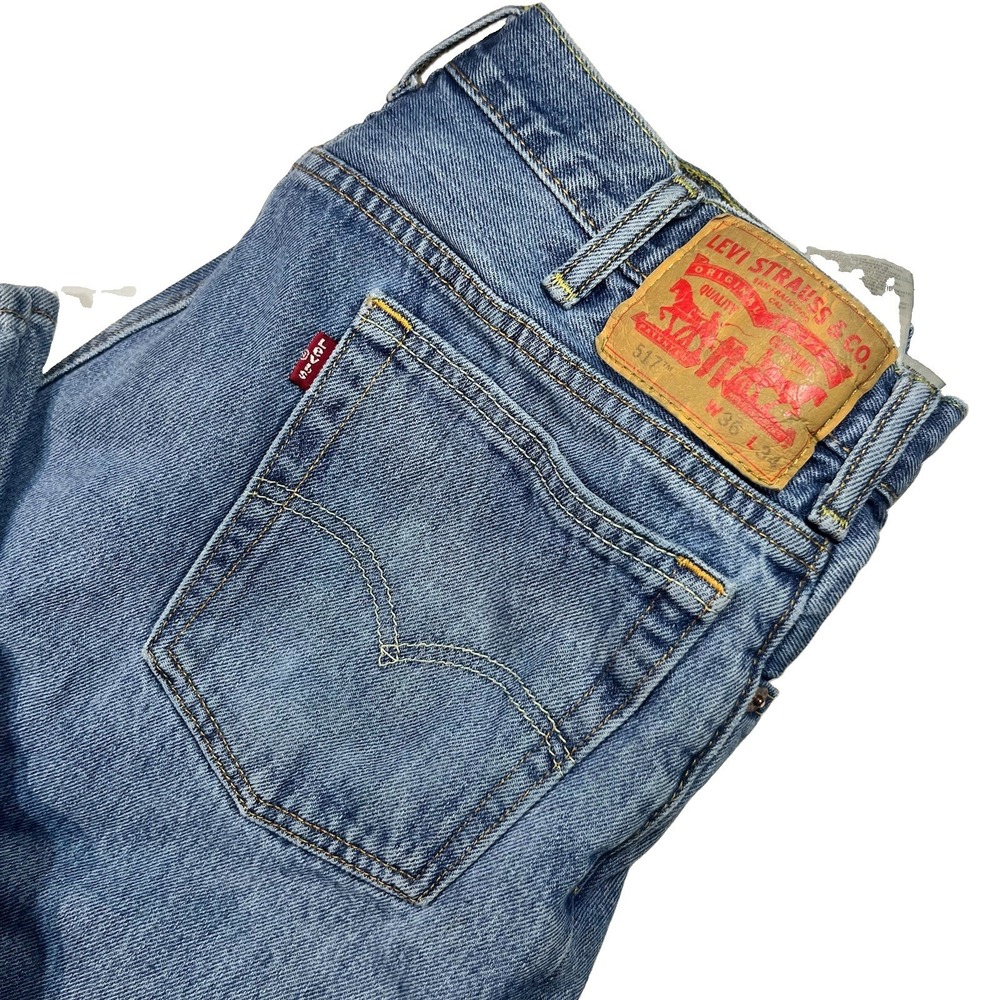 Levis 517 Bootcut Jeans Western Denim Pants 36x34 Mens Blue Cowboy Rodeo Cotton